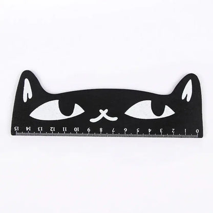 1 Stück Lytwtw's niedliches Kawaii-Lineal mit schwarzer Katze und Kätzchen, gerades Lineal, Holzwerkzeuge, Cartoon, Nähen, Zeichnen, Büro, Schule, Schreibwaren - So ist Leben