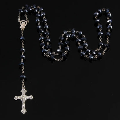 8mm Perlenkristall Rosenkranz Halskette, Charm Rosenkranz Kristall Segen Halskette, Santa Maria Center Kristall Schmuck Halskette So ist Leben