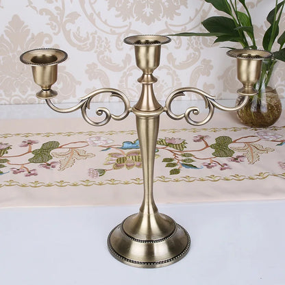 Silber Gold Schwarz Bronze Metall Kerzenhalter Retro 3-armige Abendessen Kandelaber Hochzeit Home Decor Kandelaber So ist Leben