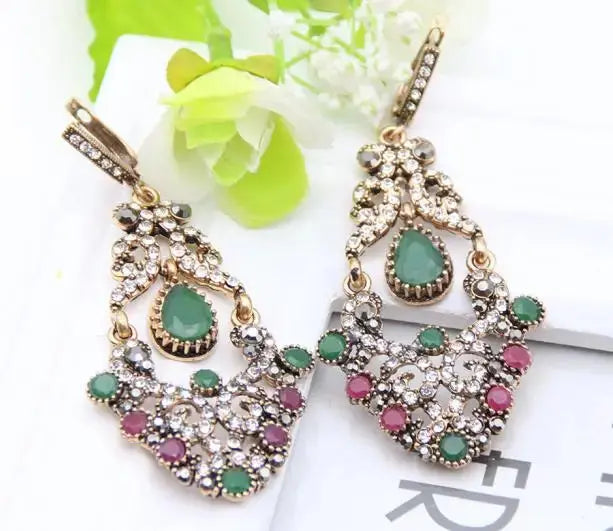 Sunspicems Indische Frauen Blume Schmuck Sets Harz Armreif Armband Ohrring Sets Türkische Haken Baumeln Ohrringe Braut Armband Geschenk - So ist Leben