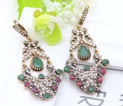 Sunspicems Indische Frauen Blume Schmuck Sets Harz Armreif Armband Ohrring Sets Türkische Haken Baumeln Ohrringe Braut Armband Geschenk - So ist Leben