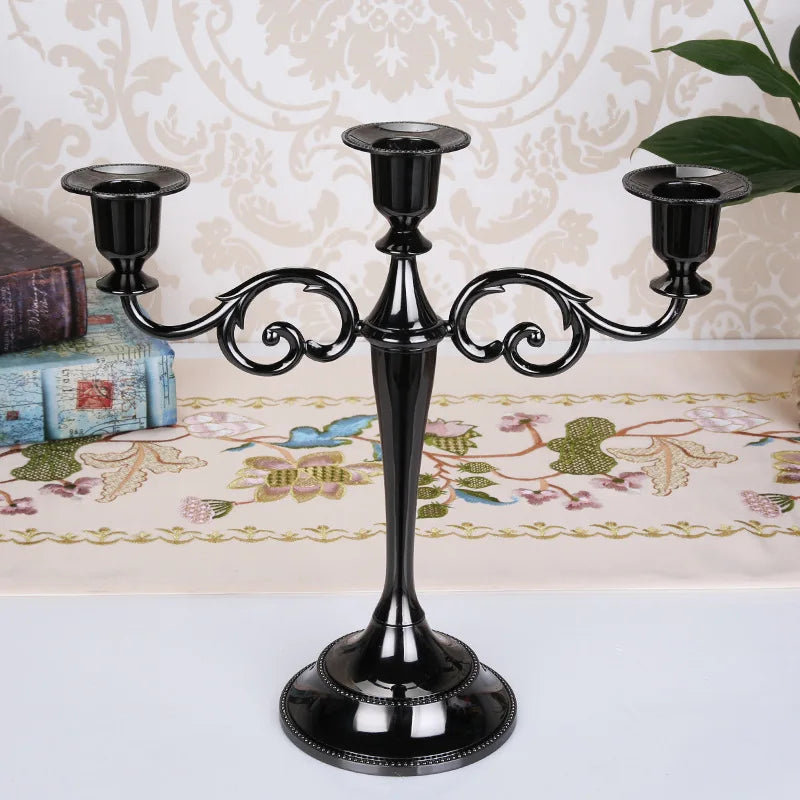 Silber Gold Schwarz Bronze Metall Kerzenhalter Retro 3-armige Abendessen Kandelaber Hochzeit Home Decor Kandelaber So ist Leben