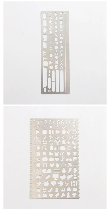 Multifunktionales Hohllineal aus Edelstahl, Katze, geometrische Figur, Zeichnungsschablonen, Vorlagen, Metalllineal, Diy-Werkzeug, Tagebuch-Vorlage