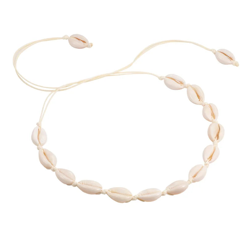 Heißer Muschel Muschel Halskette Frauen Schmuck Sommer Strand Shell Halsband Böhmischen Seil Kauri Perlen Halsketten Handgemachte Kragen Weibliche So ist Leben