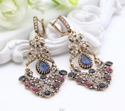 Sunspicems Indische Frauen Blume Schmuck Sets Harz Armreif Armband Ohrring Sets Türkische Haken Baumeln Ohrringe Braut Armband Geschenk - So ist Leben