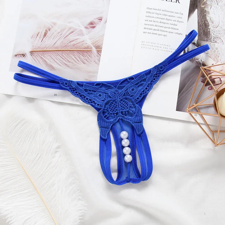 Schmetterling mit Perlen Tangas Frauen Sexy G String Sexy Unterwäsche Tangas Damen Spitze Dessous Sexy Transparente Höschen So ist Leben