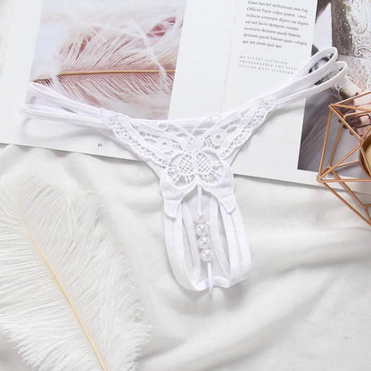 Schmetterling mit Perlen Tangas Frauen Sexy G String Sexy Unterwäsche Tangas Damen Spitze Dessous Sexy Transparente Höschen So ist Leben