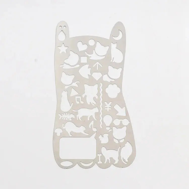 Multifunktionales Hohllineal aus Edelstahl, Katze, geometrische Figur, Zeichnungsschablonen, Vorlagen, Metalllineal, Diy-Werkzeug, Tagebuch-Vorlage - So ist Leben