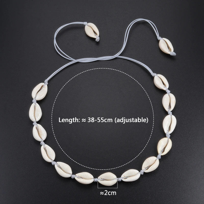 Heißer Muschel Muschel Halskette Frauen Schmuck Sommer Strand Shell Halsband Böhmischen Seil Kauri Perlen Halsketten Handgemachte Kragen Weibliche So ist Leben