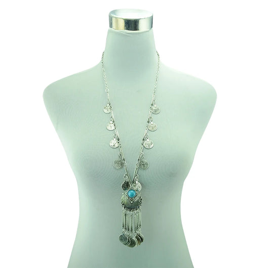 Türkei Bohemian Schwarz Blau Stein Ethnische Münze Quaste Halskette Türkische Gypsy Boho Strand Halsband Lätzchen Indien Halskette für Frauen Party So ist Leben