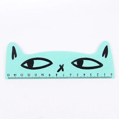 1 Stück Lytwtw's niedliches Kawaii-Lineal mit schwarzer Katze und Kätzchen, gerades Lineal, Holzwerkzeuge, Cartoon, Nähen, Zeichnen, Büro, Schule, Schreibwaren - So ist Leben