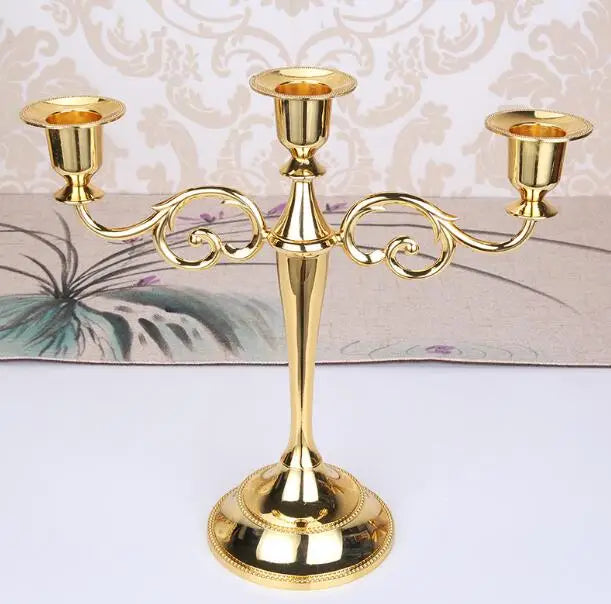 Silber Gold Schwarz Bronze Metall Kerzenhalter Retro 3-armige Abendessen Kandelaber Hochzeit Home Decor Kandelaber So ist Leben