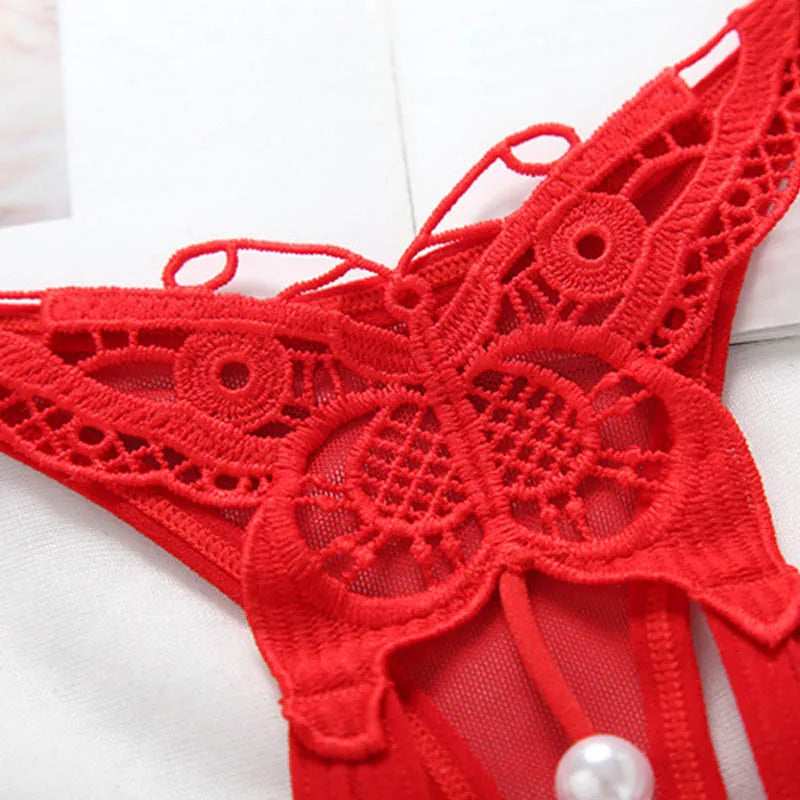 Schmetterling mit Perlen Tangas Frauen Sexy G String Sexy Unterwäsche Tangas Damen Spitze Dessous Sexy Transparente Höschen So ist Leben