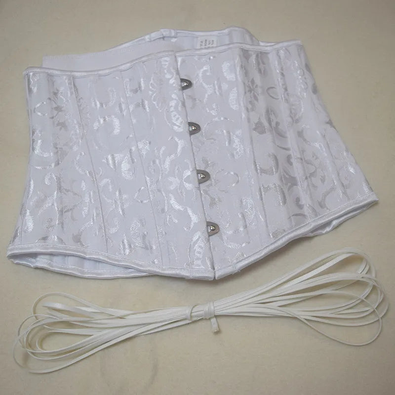 23 cm kurzer Torso, 24 Spirale, Stahlstäbchen, Korsett, Blumenmuster, schlankmachende Taille, Shapewear, Jacquard-Unterbrustkorsett, Gothic-Bustier 8130 So ist Leben