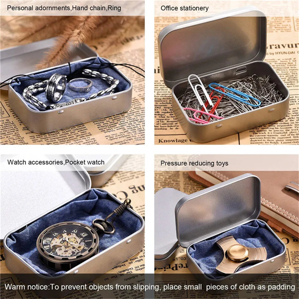 Neue quadratische Blech-Aufbewahrungsboxen Kleine Metall-Aufbewahrungsbox Silber Schmuck Schlüssel Münzen Metallbox Blechdose Hochzeit Süßigkeiten Aufbewahrungsdose So ist Leben