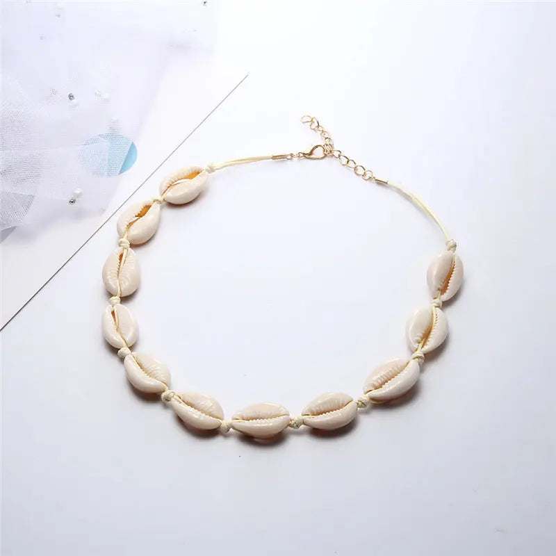 Heißer Muschel Muschel Halskette Frauen Schmuck Sommer Strand Shell Halsband Böhmischen Seil Kauri Perlen Halsketten Handgemachte Kragen Weibliche So ist Leben