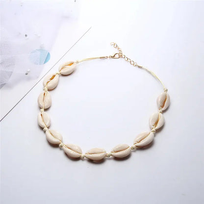 Heißer Muschel Muschel Halskette Frauen Schmuck Sommer Strand Shell Halsband Böhmischen Seil Kauri Perlen Halsketten Handgemachte Kragen Weibliche So ist Leben