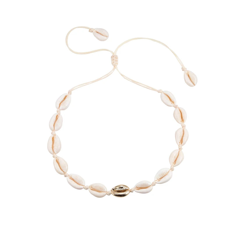 Heißer Muschel Muschel Halskette Frauen Schmuck Sommer Strand Shell Halsband Böhmischen Seil Kauri Perlen Halsketten Handgemachte Kragen Weibliche So ist Leben
