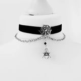 Punk Schwarz Samt Spinnennetz Halsband Gruselige Hängende Spinne Kette Halskette Webs Halloween Gothic Schmuck Kreativität Frauen Geschenk - So ist Leben