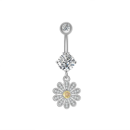 Dainsty baumelnde Bauchnabelringe Chirurgenstahl 14G Bar Nabelpiercing Ring Kristall CZ Biene Blume Herz Bauchring Ohrschmuck So ist Leben