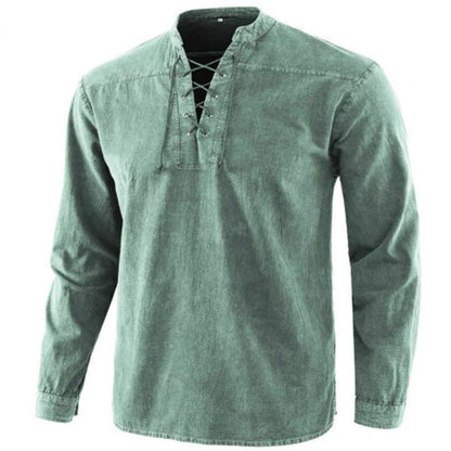 Männer Ritter mittelalterliche Tunika Vintage Lace Up Renaissance römische Hemden Halloween Kostüm für Erwachsene Wikinger Pirat Cosplay für Dating So ist Leben