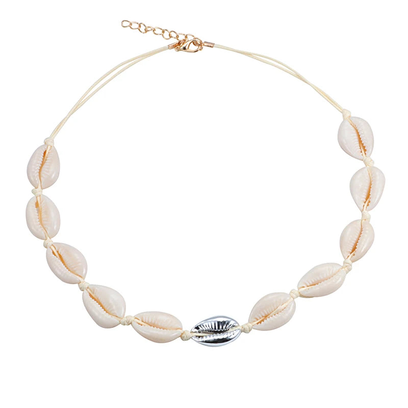 Heißer Muschel Muschel Halskette Frauen Schmuck Sommer Strand Shell Halsband Böhmischen Seil Kauri Perlen Halsketten Handgemachte Kragen Weibliche So ist Leben