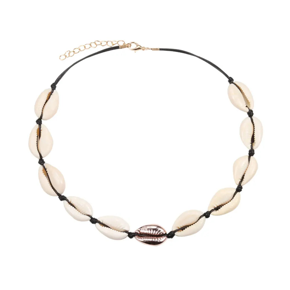 Heißer Muschel Muschel Halskette Frauen Schmuck Sommer Strand Shell Halsband Böhmischen Seil Kauri Perlen Halsketten Handgemachte Kragen Weibliche So ist Leben