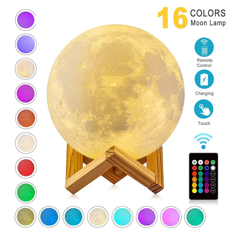 ZK20 LED Nachtlicht 3D Druck Mond Lampe Wiederaufladbare Farbe Ändern 3D Licht Touch Mond Lampe kinder Lichter für Dropshipping So ist Leben