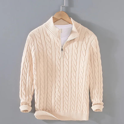 8509 Herbst Winter Männer Gestrickte Mock Neck Pullover Mode Warm Halten Twist Business Casual Herren Langarm Strickwaren Tops So ist Leben