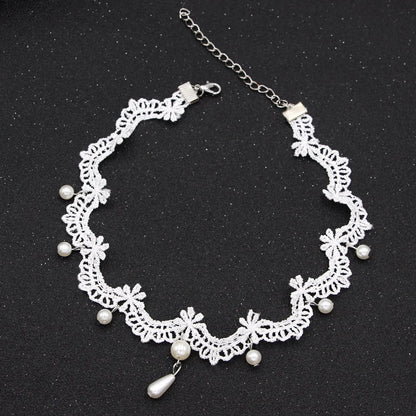Anhänger weiße Spitzenkragen-Halskette für Frauen und Mädchen, dunkler Loli-Stil, Halloween-Schmuck - So ist Leben