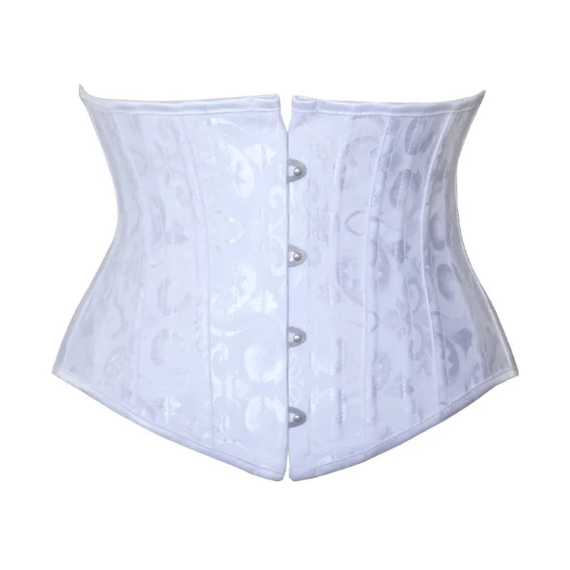 23 cm kurzer Torso, 24 Spirale, Stahlstäbchen, Korsett, Blumenmuster, schlankmachende Taille, Shapewear, Jacquard-Unterbrustkorsett, Gothic-Bustier 8130 So ist Leben