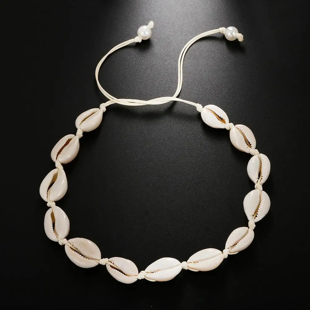 Heißer Muschel Muschel Halskette Frauen Schmuck Sommer Strand Shell Halsband Böhmischen Seil Kauri Perlen Halsketten Handgemachte Kragen Weibliche So ist Leben