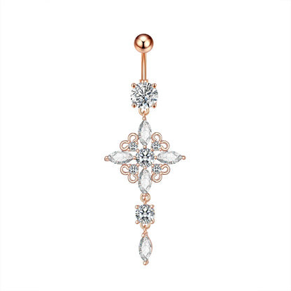 Dainsty baumelnde Bauchnabelringe Chirurgenstahl 14G Bar Nabelpiercing Ring Kristall CZ Biene Blume Herz Bauchring Ohrschmuck So ist Leben