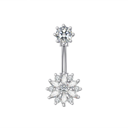 Dainsty baumelnde Bauchnabelringe Chirurgenstahl 14G Bar Nabelpiercing Ring Kristall CZ Biene Blume Herz Bauchring Ohrschmuck So ist Leben
