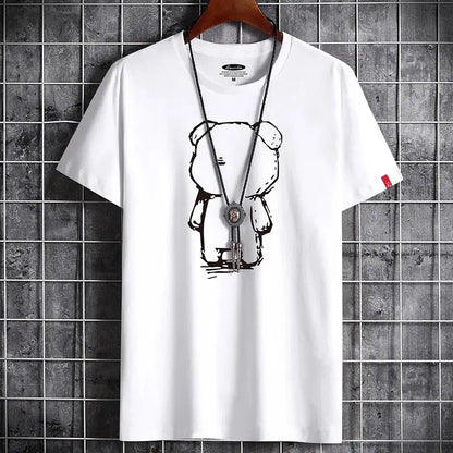 Men's Oversized Anime T-Shirt, White, Gothic Punk Style - So ist Leben