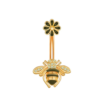 Dainsty baumelnde Bauchnabelringe Chirurgenstahl 14G Bar Nabelpiercing Ring Kristall CZ Biene Blume Herz Bauchring Ohrschmuck So ist Leben