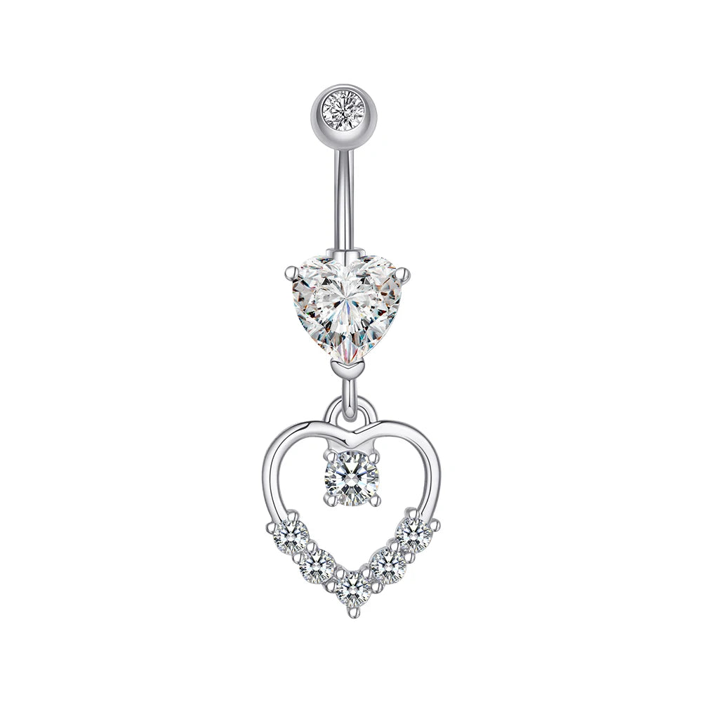 Dainsty baumelnde Bauchnabelringe Chirurgenstahl 14G Bar Nabelpiercing Ring Kristall CZ Biene Blume Herz Bauchring Ohrschmuck So ist Leben