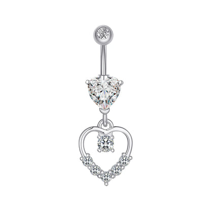 Dainsty baumelnde Bauchnabelringe Chirurgenstahl 14G Bar Nabelpiercing Ring Kristall CZ Biene Blume Herz Bauchring Ohrschmuck So ist Leben