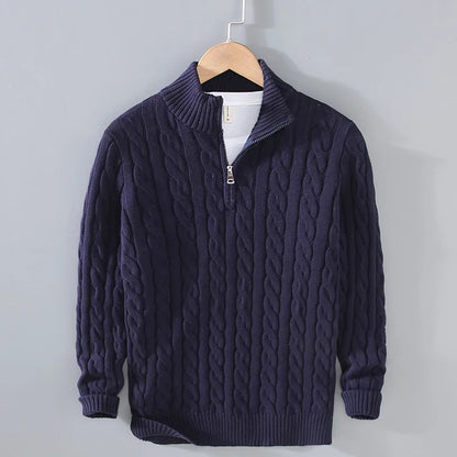 8509 Herbst Winter Männer Gestrickte Mock Neck Pullover Mode Warm Halten Twist Business Casual Herren Langarm Strickwaren Tops So ist Leben