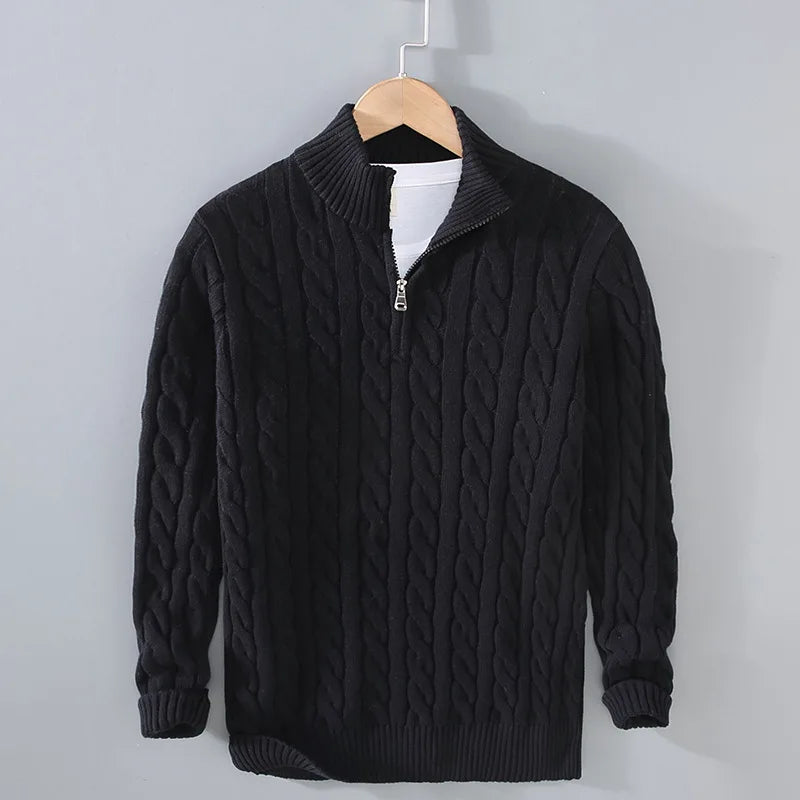 8509 Herbst Winter Männer Gestrickte Mock Neck Pullover Mode Warm Halten Twist Business Casual Herren Langarm Strickwaren Tops So ist Leben