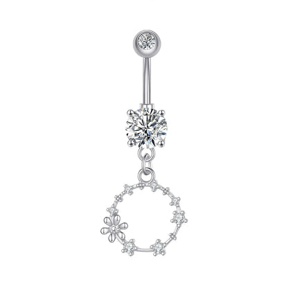 Dainsty baumelnde Bauchnabelringe Chirurgenstahl 14G Bar Nabelpiercing Ring Kristall CZ Biene Blume Herz Bauchring Ohrschmuck So ist Leben