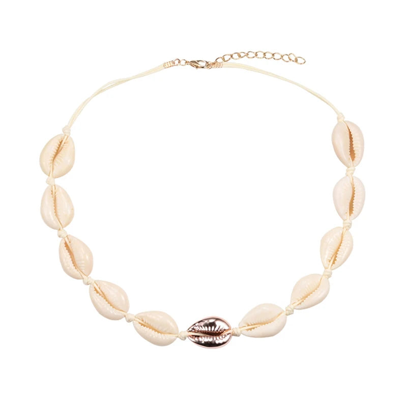 Heißer Muschel Muschel Halskette Frauen Schmuck Sommer Strand Shell Halsband Böhmischen Seil Kauri Perlen Halsketten Handgemachte Kragen Weibliche So ist Leben