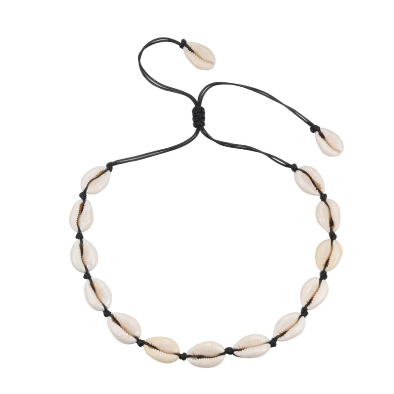 Heißer Muschel Muschel Halskette Frauen Schmuck Sommer Strand Shell Halsband Böhmischen Seil Kauri Perlen Halsketten Handgemachte Kragen Weibliche So ist Leben
