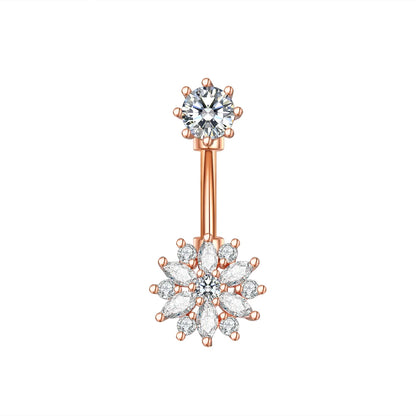 Dainsty baumelnde Bauchnabelringe Chirurgenstahl 14G Bar Nabelpiercing Ring Kristall CZ Biene Blume Herz Bauchring Ohrschmuck So ist Leben