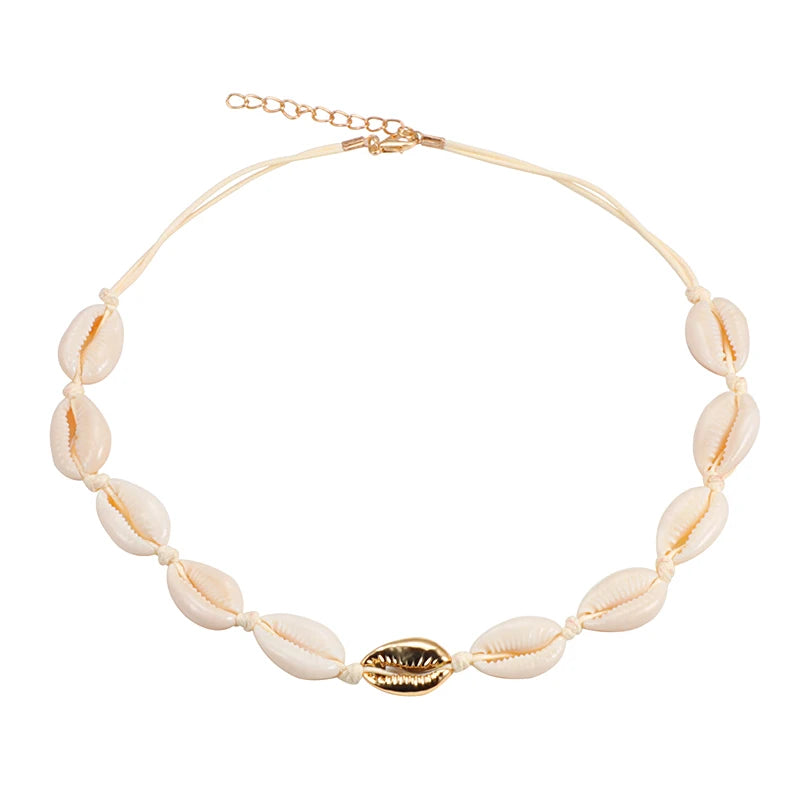 Heißer Muschel Muschel Halskette Frauen Schmuck Sommer Strand Shell Halsband Böhmischen Seil Kauri Perlen Halsketten Handgemachte Kragen Weibliche So ist Leben