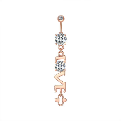 Dainsty baumelnde Bauchnabelringe Chirurgenstahl 14G Bar Nabelpiercing Ring Kristall CZ Biene Blume Herz Bauchring Ohrschmuck So ist Leben