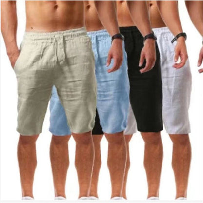 2022 Cross-Border Summer New Product Loose Cotton and Linen Breathable Five-Point Pants Men's Sports and Leisure Elastic Linen Shorts So ist Leben