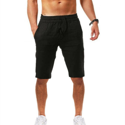 2022 Cross-Border Summer New Product Loose Cotton and Linen Breathable Five-Point Pants Men's Sports and Leisure Elastic Linen Shorts So ist Leben