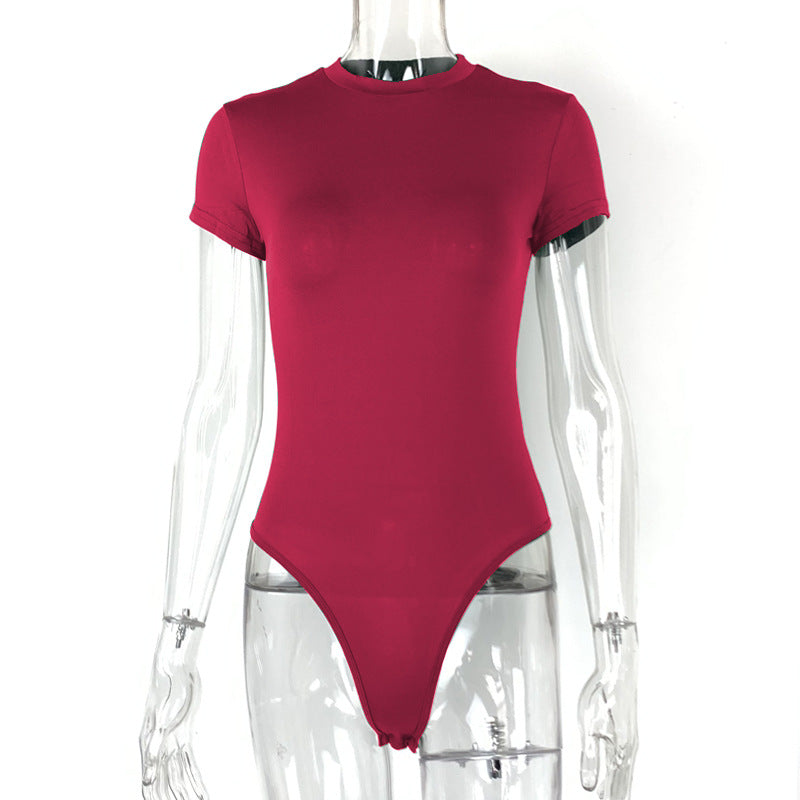 2025 summer new casual women's clothing Europe and the United States cross-border short sleeve jumpsuit foreign trade tight jumpsuit bodysuit So ist Leben