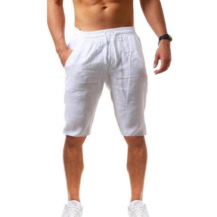 2022 Cross-Border Summer New Product Loose Cotton and Linen Breathable Five-Point Pants Men's Sports and Leisure Elastic Linen Shorts So ist Leben